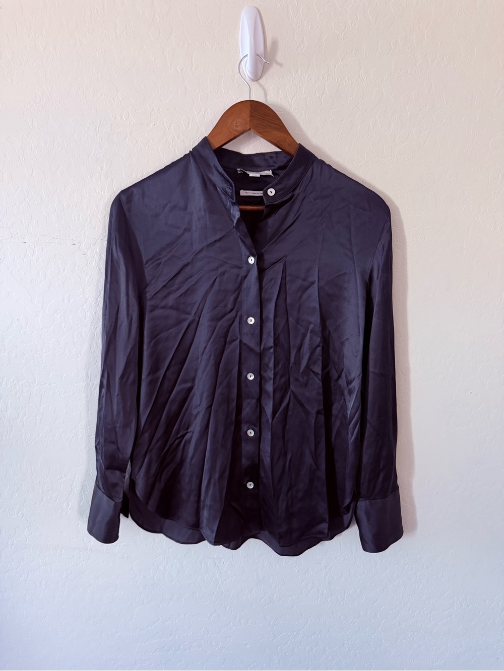 Vince‎ Navy Blue Italian Fabric Button Down Blouse Shirt XS